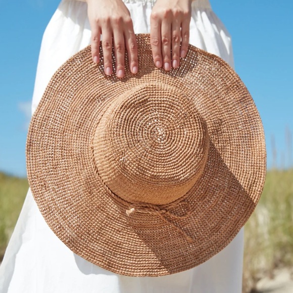 NWT Mar y Sol Grace Raffia Crocheted Sun Hat Sand Brown Tan - Picture 3 of 8